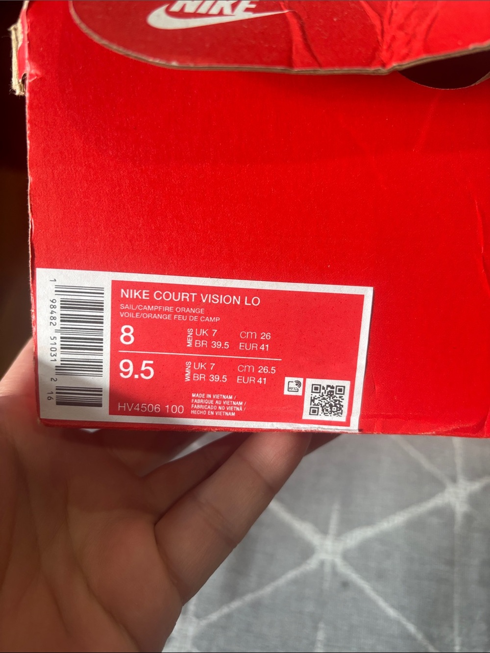 Nike Red Shoe Box with White Label